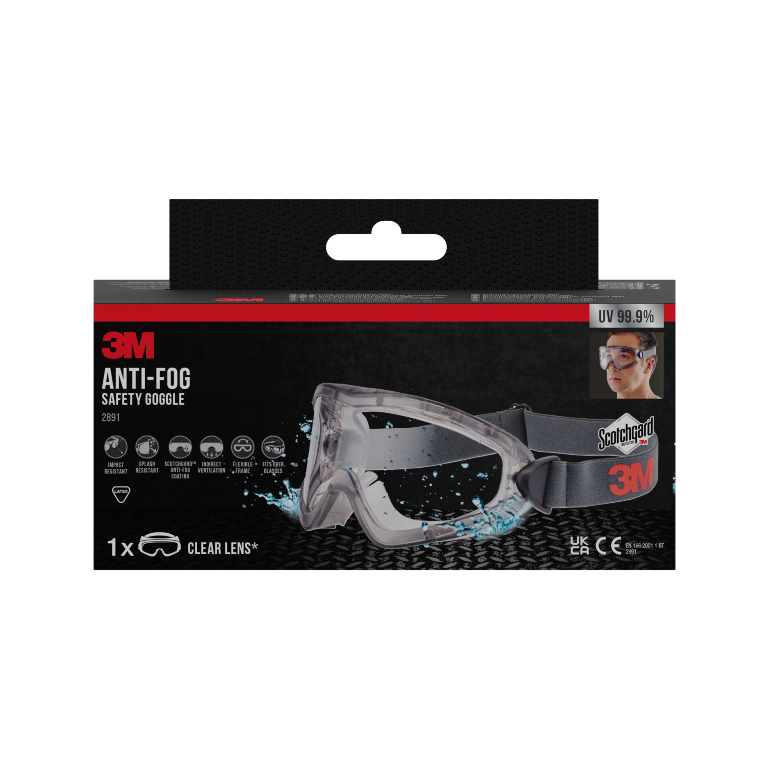 3M™ Schutzbrille 2891, Scotchgard™ Protector Antibeschlag, Indirekt belüftet, Klarsichtscheibe | Packung (1 Stück)-zoom-1