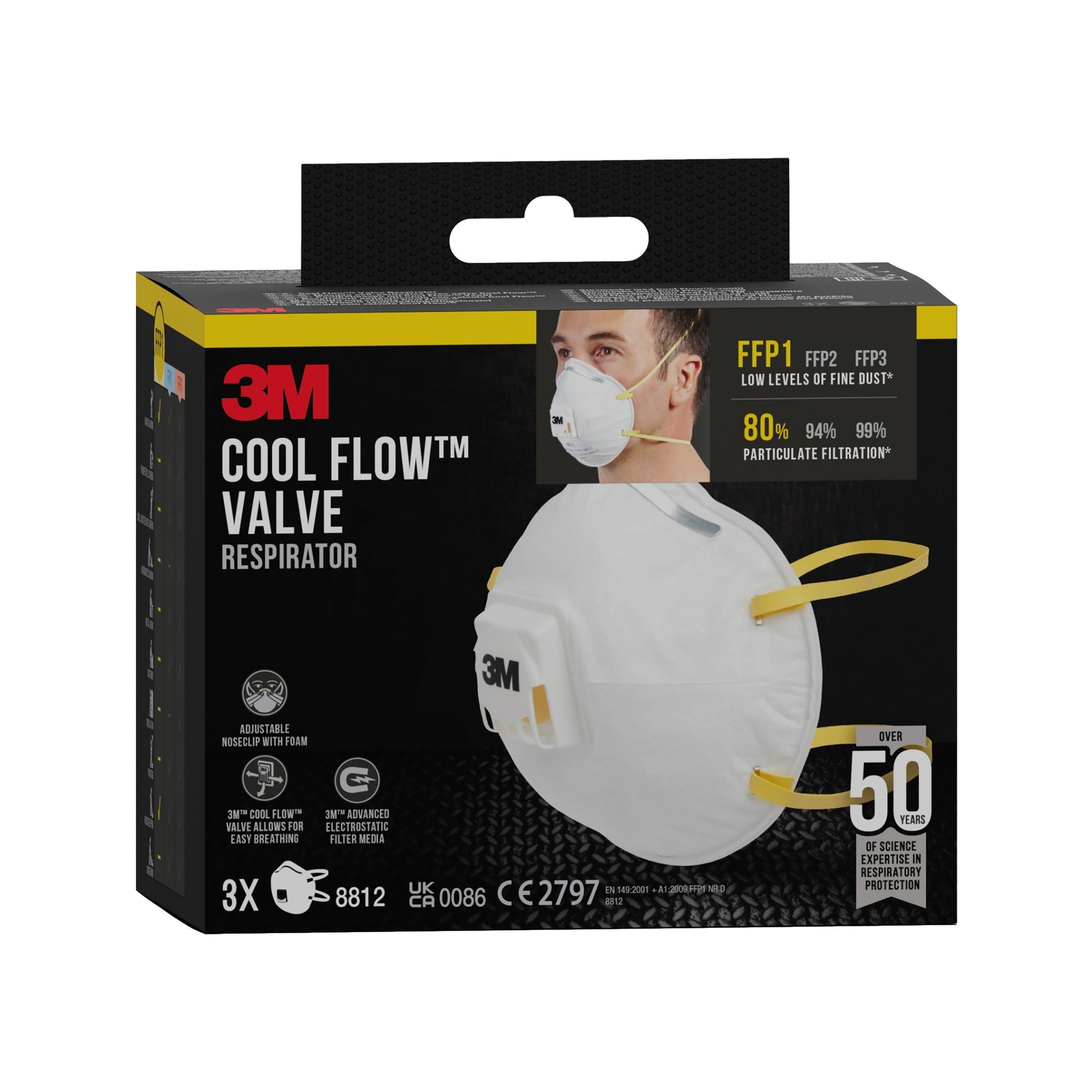 3M™ Cool Flow™ Partikelmaske 8812, FFP1, mit Ventil, 3er-Pack | Packung (1 Stück)-7