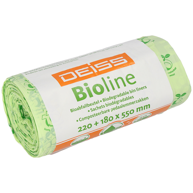 DEISS BIOLINE Müllbeutel, Biofolie, 10 L, Natur, 220+180x550x0,018 mm | Rolle (20 Stück)-zoom-
