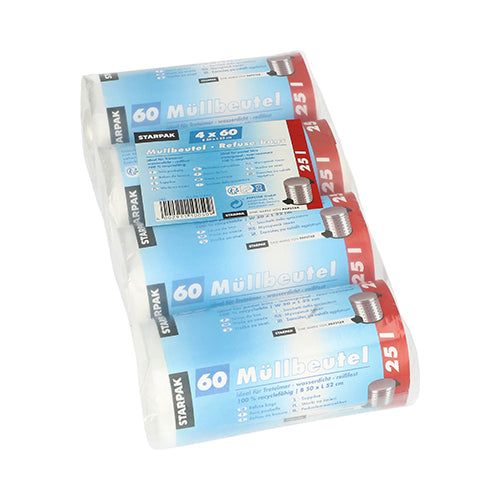 Starpak 240 Müllbeutel, HDPE 25 l 52 cm x 50 cm transparent | Folie (240 Stück)-zoom-1