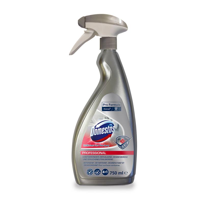 DOMESTOS Professional 4in1 Sanitärreiniger, kombinierter Badreiniger, Entkalker, Desinfektionsmittel und Geruchsneutralisierer auf der Basis von Taski Sani4in1 Plus | Flasche (750 ml)-zoom-1