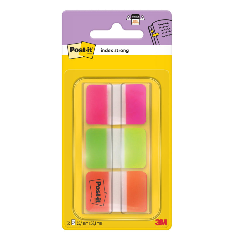 Post-it® Index Strong Ablagetabs, Standard, Rosa und Grün, 25.4 mm x 38.1 mm, 36 Haftstreifen/Spender, 1 Spender/Packung | 1 Stück-zoom-