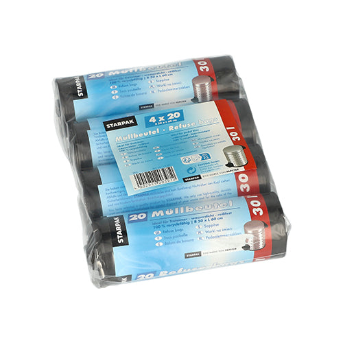 Starpak 80 Müllbeutel, LDPE 30 l, 60 cm x 50 cm grau | Folie (80 Stück)-zoom-1