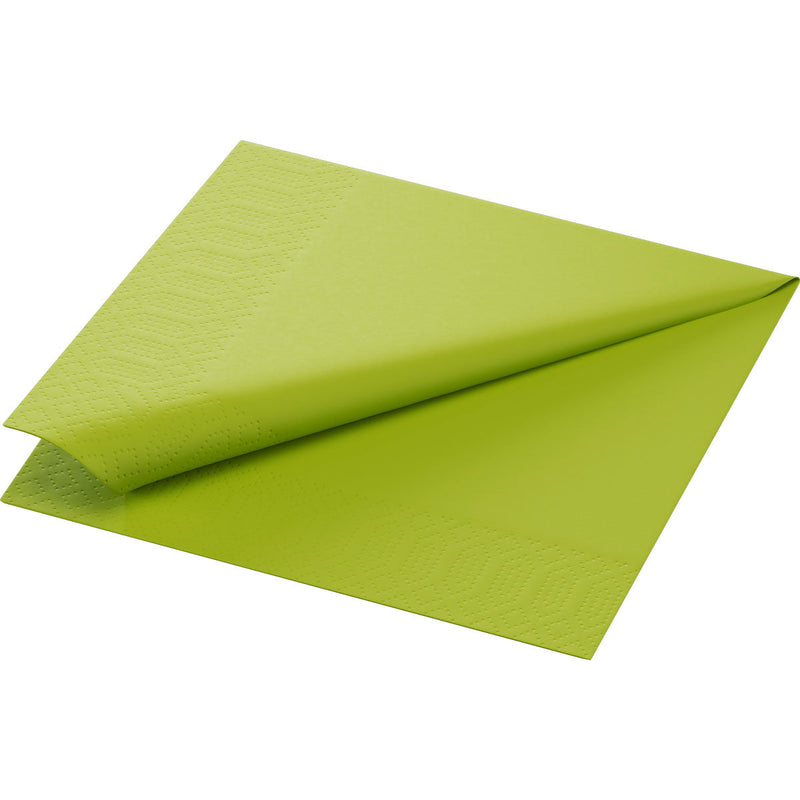 Zelltuchservietten 33x33 cm, 3-lagig, kiwi - 1/4 Falz | Packung (50 Stück)-zoom-