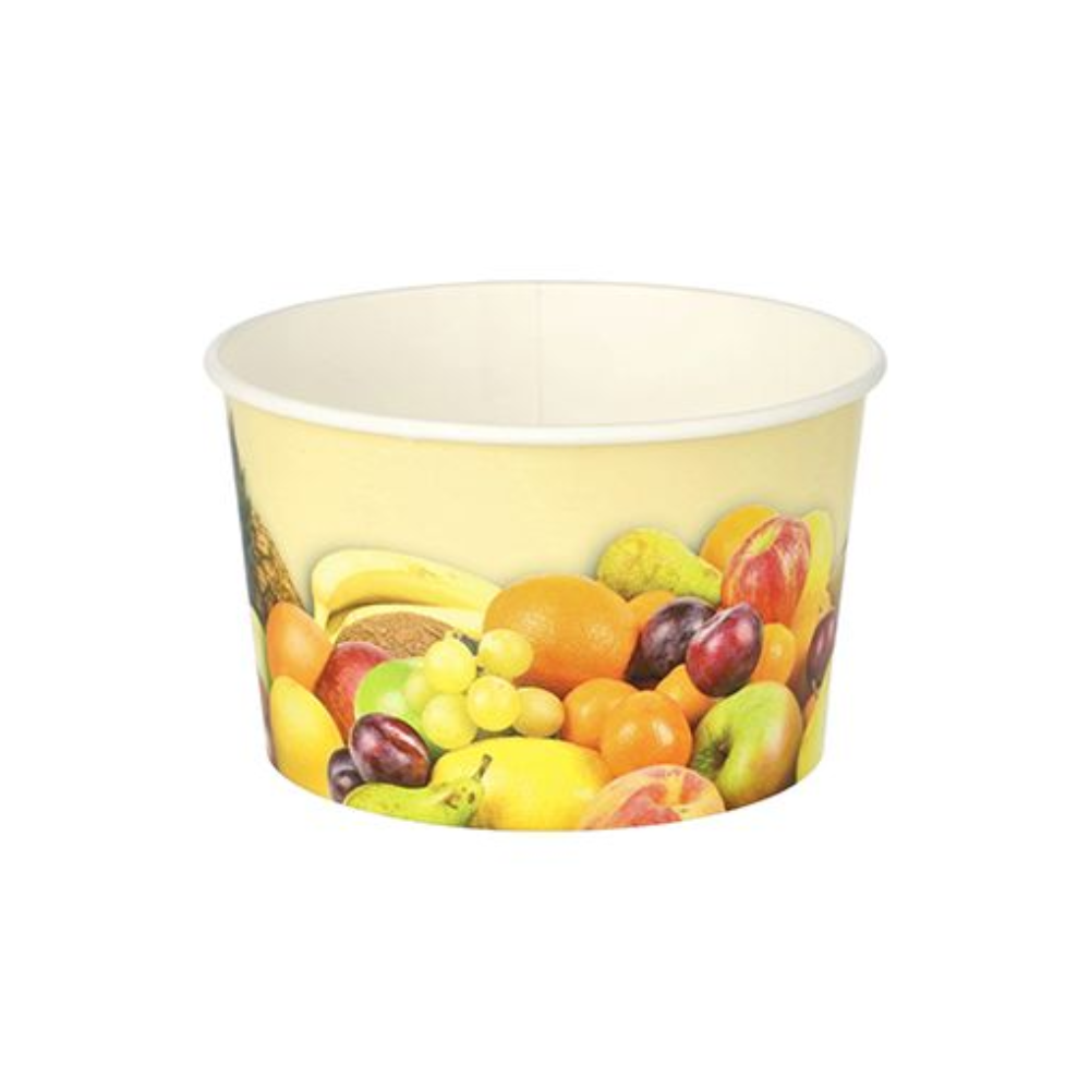Starpak Eisbecher To Go Pappe rund 250 ml Ø 10 cm · 6 cm "Früchte" | Schrumpffolie (200 Stück)