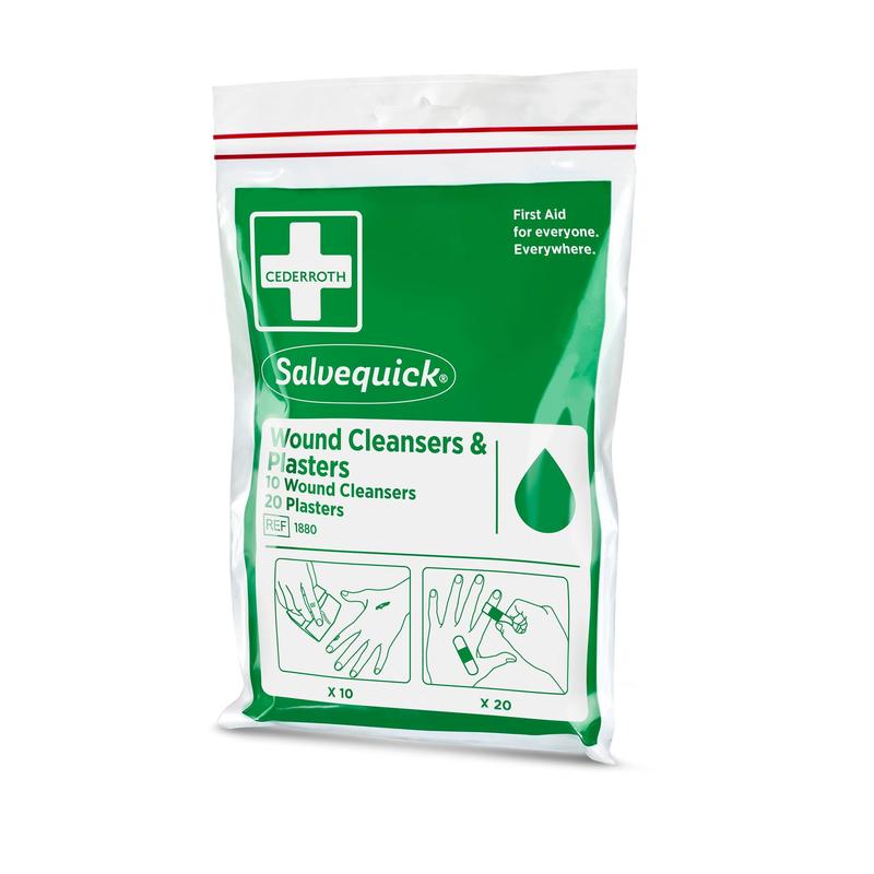 Salvequick Wundreiniger (10 Stück) und Pflaster (20 Stück) verpackt in einem Plastikbeutel mit Reißverschluss | Packung (1 Stück)-3