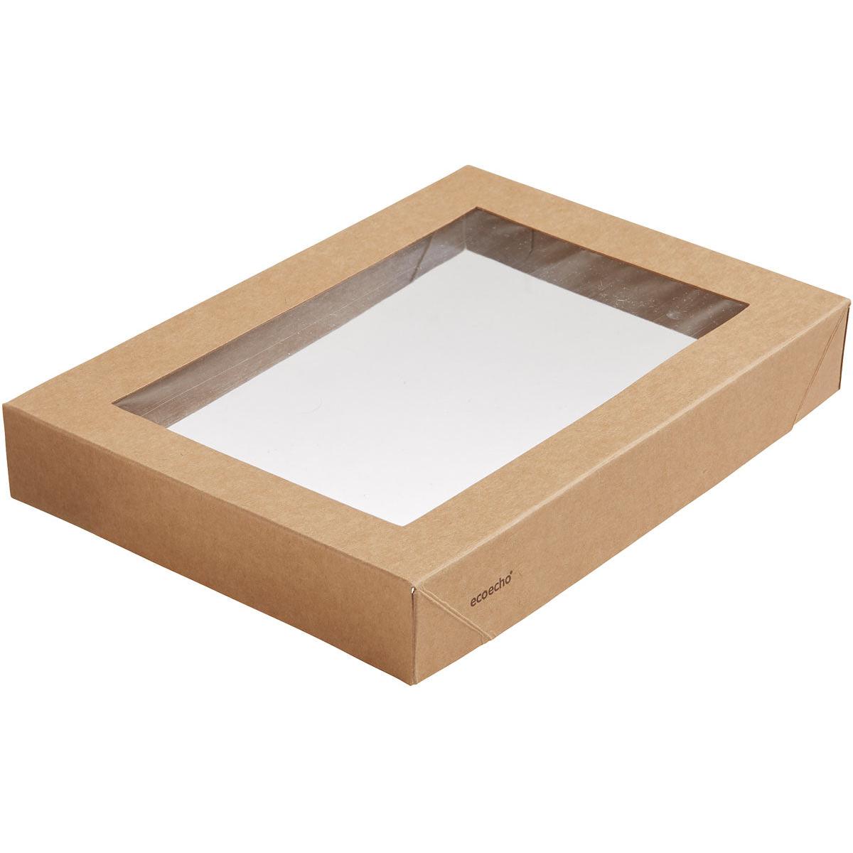 Viking Brick Deckel mit PLA Fenster  Braun Karton/PLA 200x140x30 | Packung (300 Stück)-1