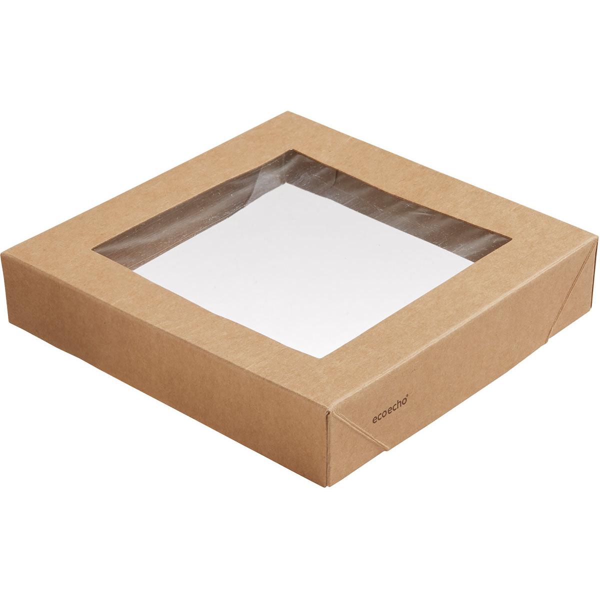 Viking Block Deckel mit PLA Fenster  Braun Karton/PLA 140x140x29 | Packung (300 Stück)-1