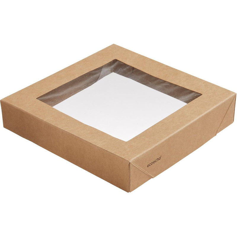 Viking Block Deckel mit PLA Fenster  Braun Karton/PLA 140x140x29 | Packung (300 Stück)-zoom-