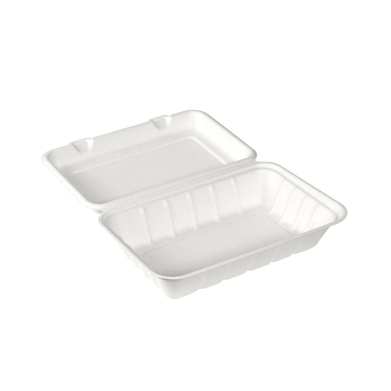 BioPak Menübox 850 ml, Bagasse 1 Weiß Bagasse 239x156x63 | Packung (60 Stück)-zoom-