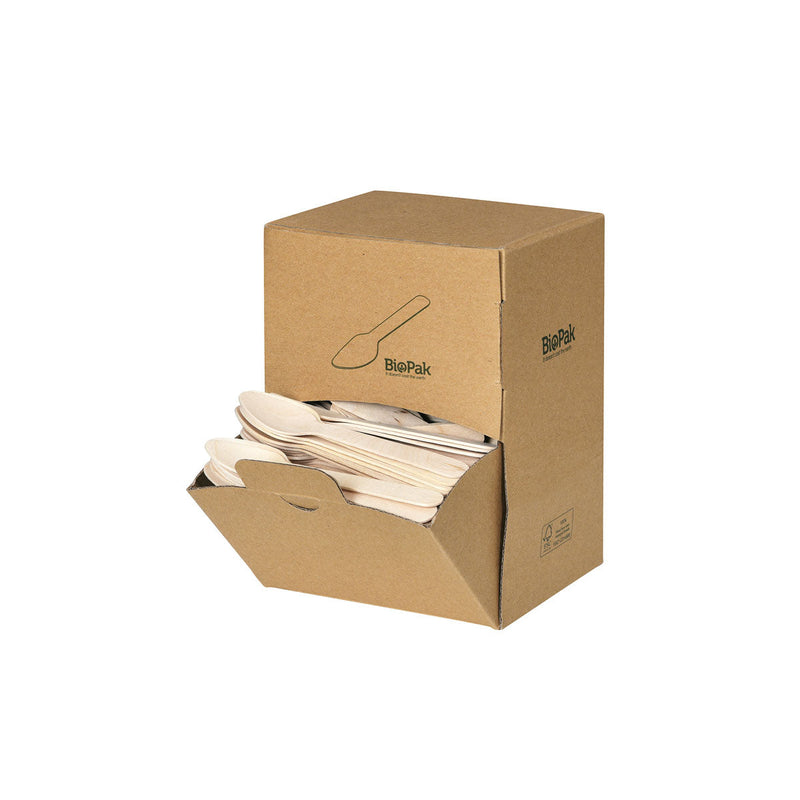 Holz Kaffeelöffel 110 mm, Spenderbox  Natural gewachst 110 | Packung (400 Stück)-zoom-