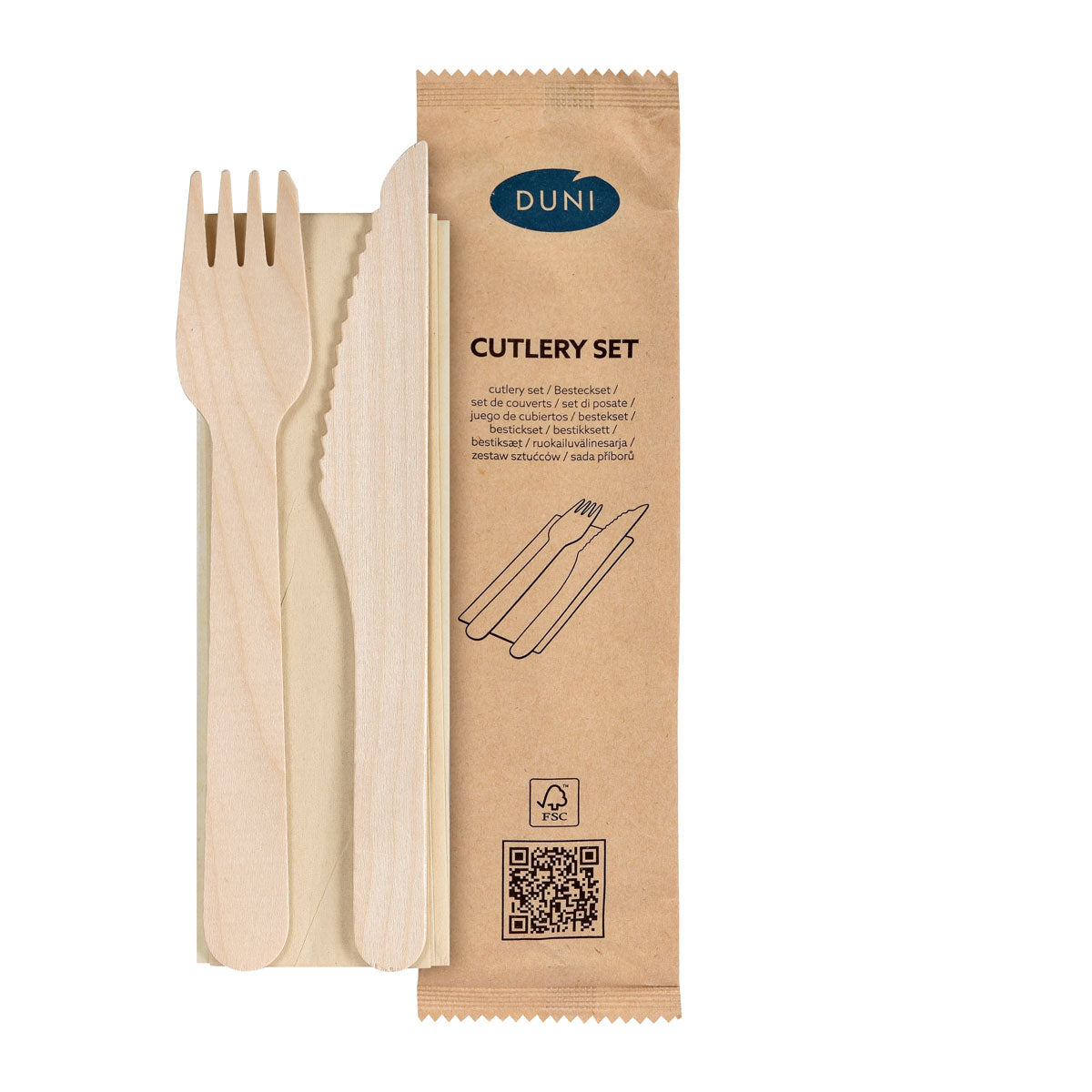 3/1 Besteck Set, Holz, Gabel & Messer, Braune Serviette 160/160 mm  Natural gewachst 160/160 | Packung (250 Stück)-1