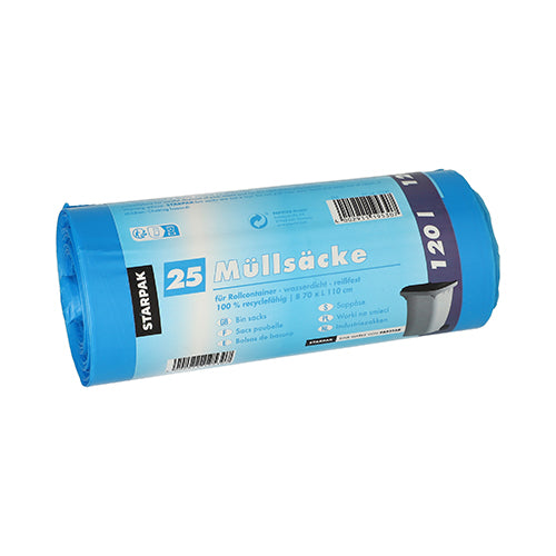 Starpak 25 Müllsäcke, HDPE 120 l 110 cm x 70 cm-3