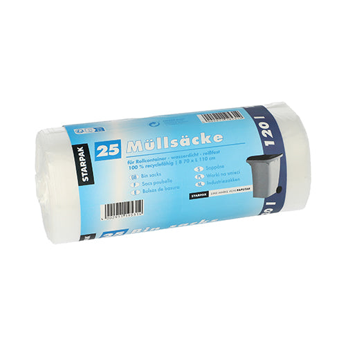 Starpak 25 Müllsäcke, HDPE 120 l 110 cm x 70 cm-1