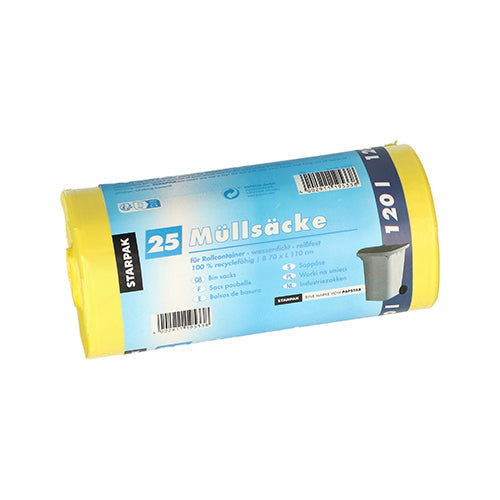 Starpak 25 Müllsäcke, HDPE 120 l 110 cm x 70 cm