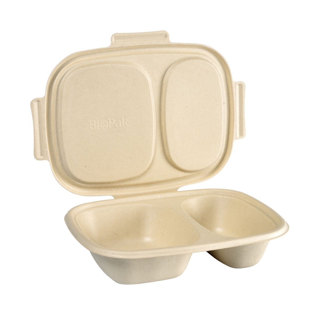 Bagasse Box Shield 2-geteilt 600/300 ml 2 Braun Bagasse 426x304x56 | Packung (50 Stück)-1