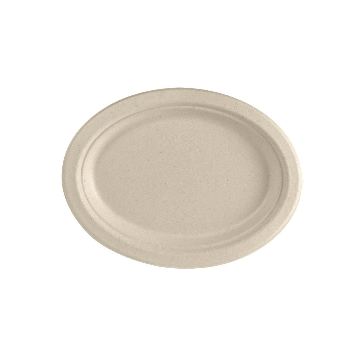 Teller, oval ø 26 cm Braun, Bagasse  Braun Bagasse Ø260 | Packung (50 Stück)