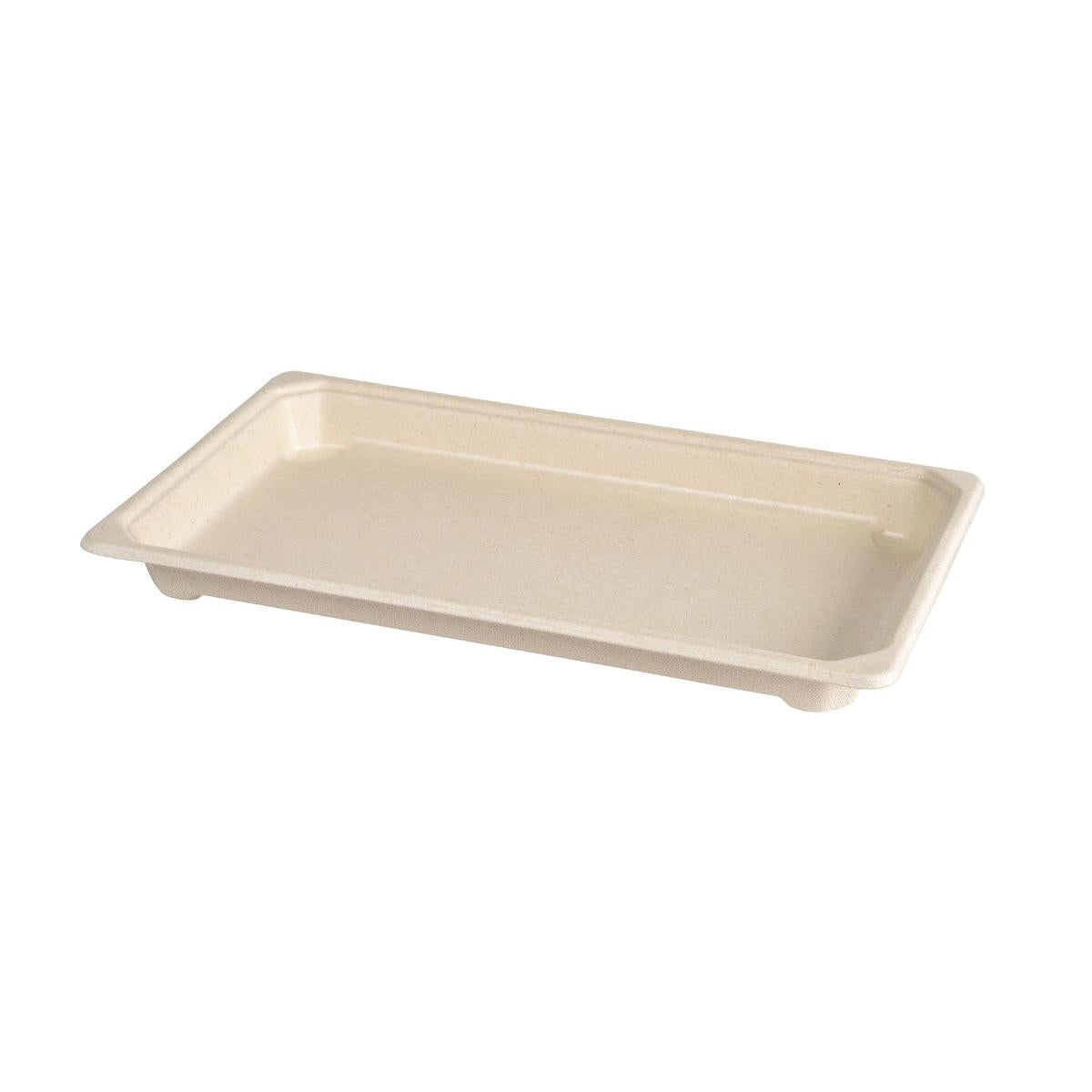 Bagasse Sushi Tray braun, large 500 ml  Braun Bagasse 237x145x22 | Packung (100 Stück)-zoom-1
