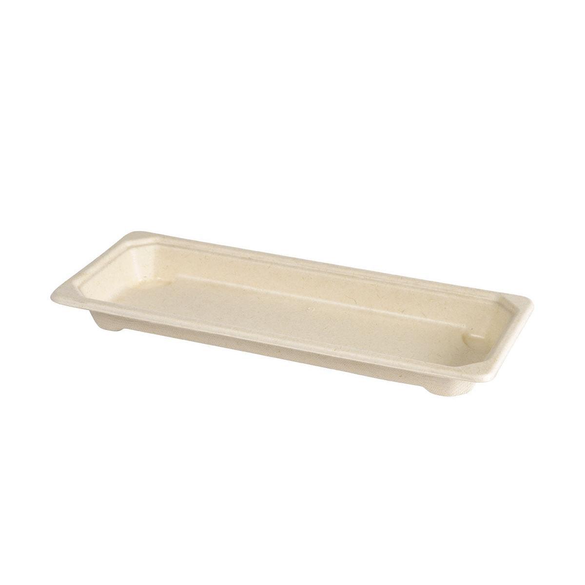 Bagasse Sushi Tray braun, slim long 225 ml  Braun Bagasse 221x92x22 | Packung (100 Stück)-zoom-1