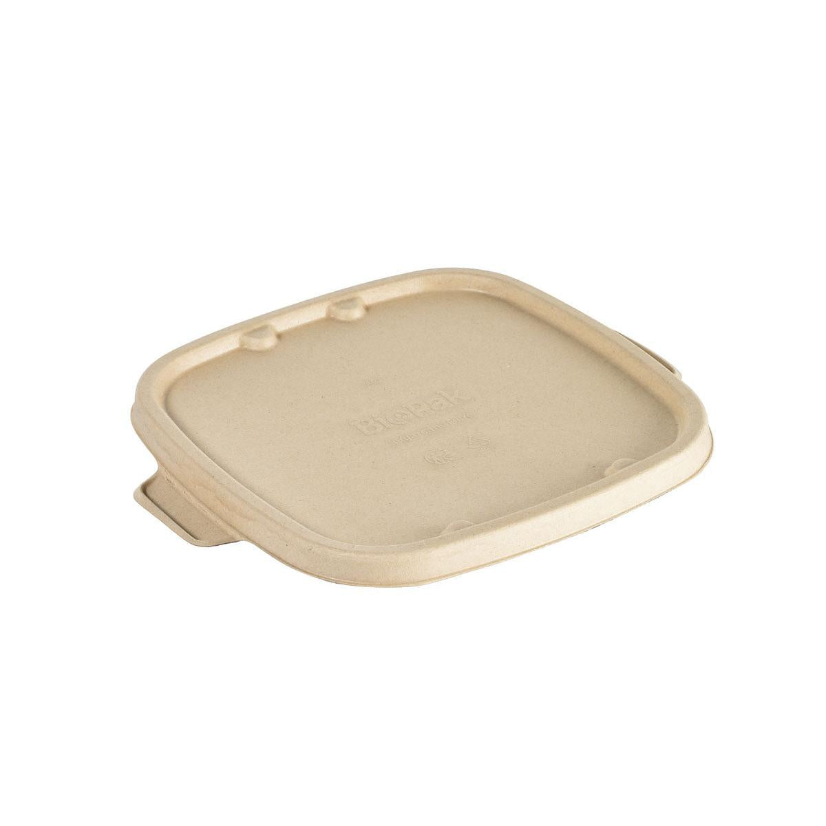 Bagasse-Deckel Bowl CUBE SQUARE 900/1200 ml  Braun Uncoated Bagasse 219x185x11 | Packung (40 Stück)-zoom-1