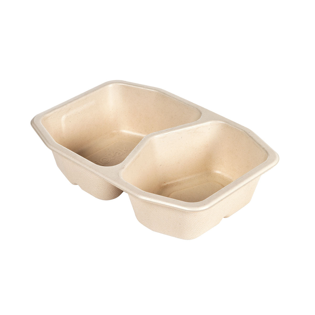 HMR Fibretray/PLA 2-comp, 215x148x50 mm 2 Braun Coated Bagasse 215x148x50  | Packung (320 Stück)-1