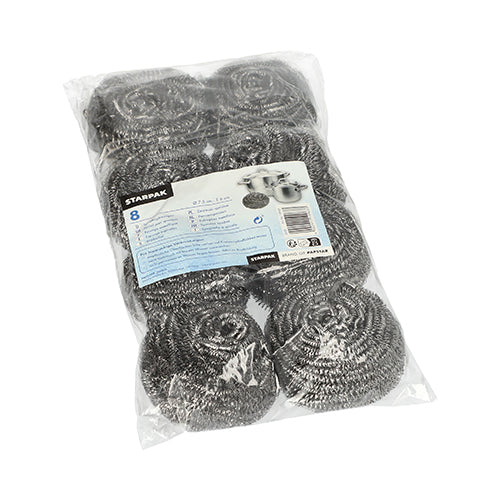 Starpak Spiraltopfreiniger, Edelstahl Ø 7,5 cm · 6 cm , kratzend | Folie (8 Stück)-2