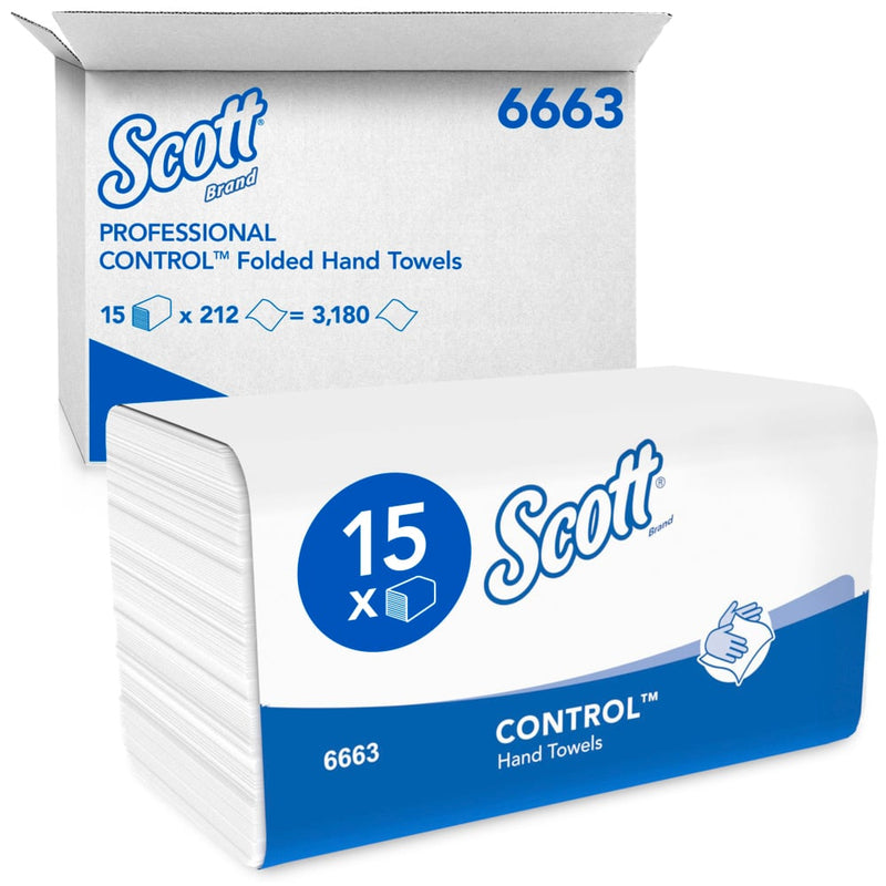 Scott® CONTROL™ Falthandtücher - Weiß - 15 Clips  x 212 Sheets | Karton (15 Päckchen)-zoom-