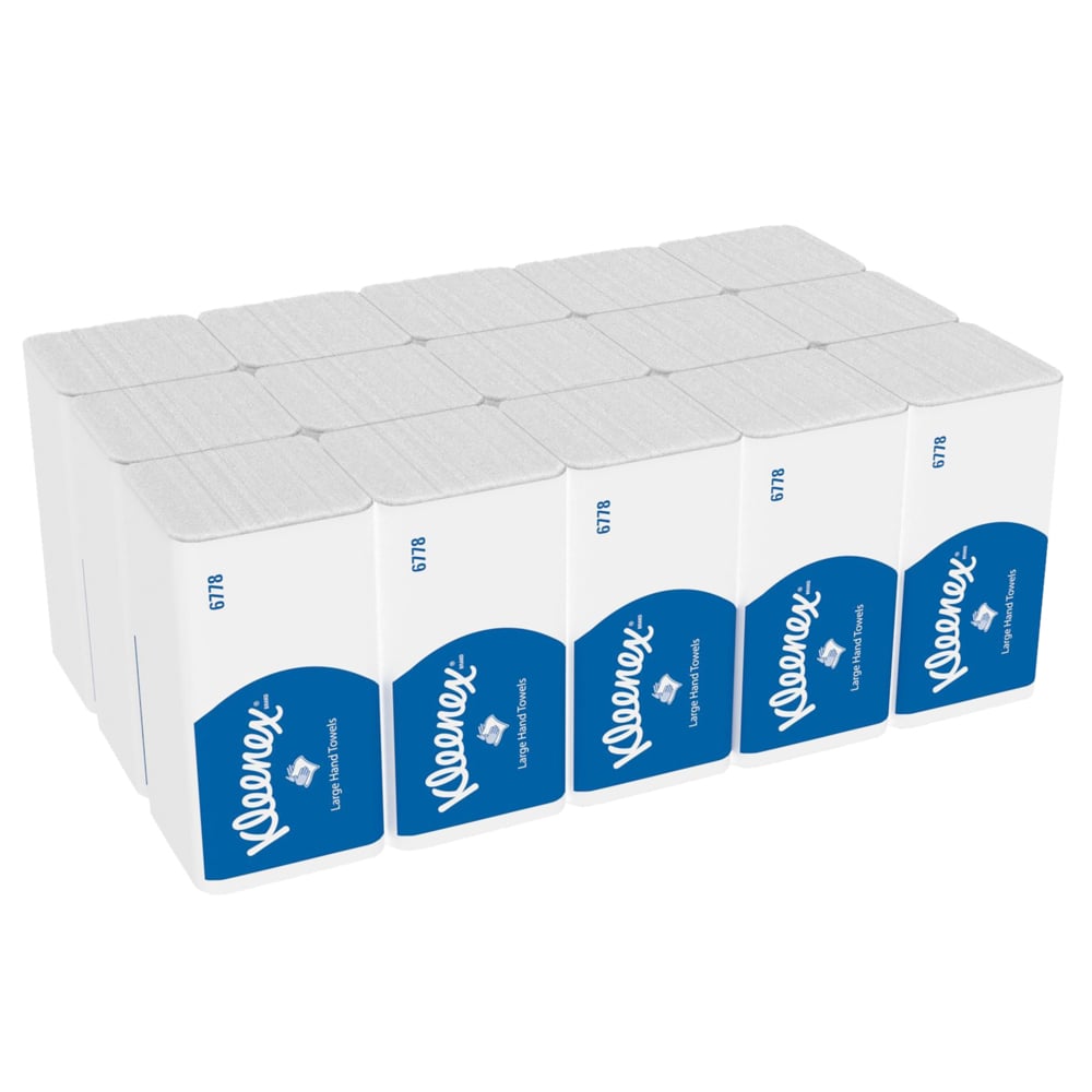 Kleenex® Falthandtücher - Weiß /Groß - 15 Clips  x 124 Sheets | Karton (15 Päckchen)-2