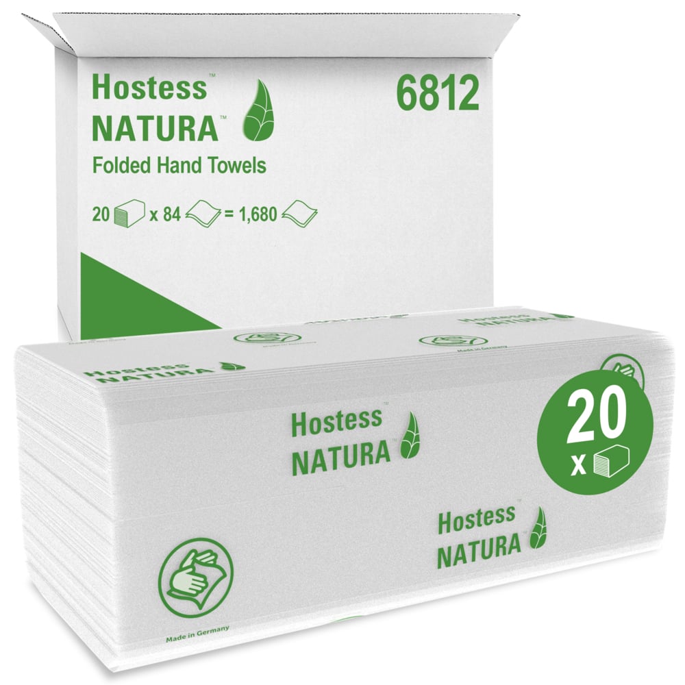Hostess™ NATURA™ Handtücher - gefaltet / Weiß /Groß - 20 Clips  x 84 Sheets | Karton (20 Päckchen)-1
