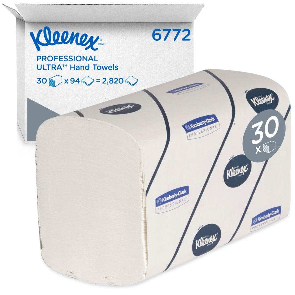 Kleenex® Ultra™ Handtücher - Interfold / Weiß /Groß - 30 Clips  x 94 Sheets | Karton (30 Päckchen)-1