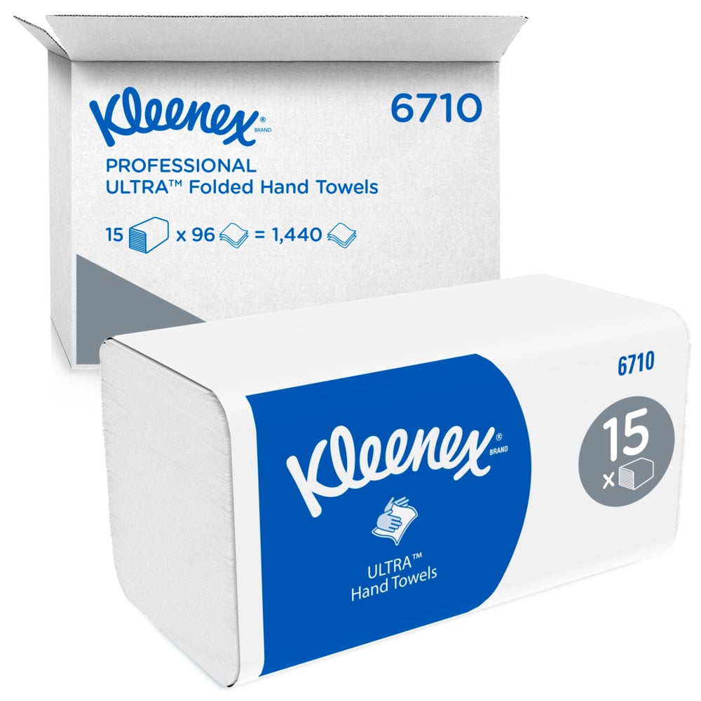 Kleenex® Ultra™ Falthandtücher - Interfold / Weiß - 15 Clips  x 96 Sheets | Karton (15 Päckchen)-1