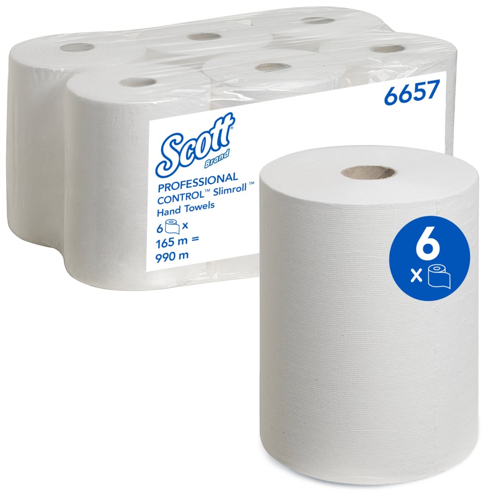 Scott® Control™ Slimroll™ Handtücher - Rolle / Weiß - 6 Rolls  x 1 Sheet | Karton (6 Rollen)