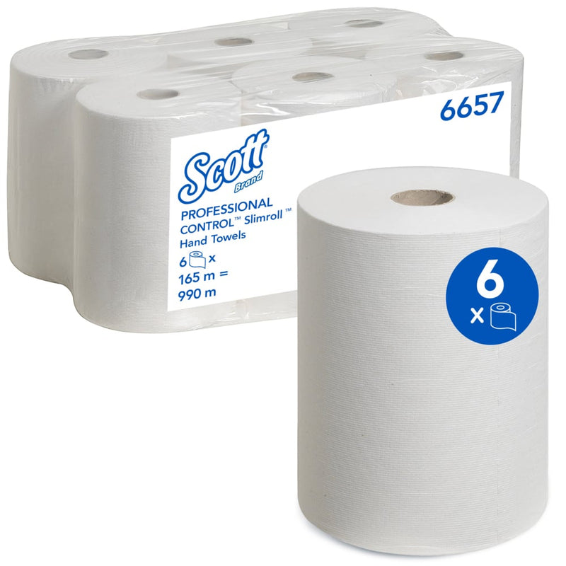 Scott® Control™ Slimroll™ Handtücher - Rolle / Weiß - 6 Rolls  x 1 Sheet | Karton (6 Rollen)-zoom-