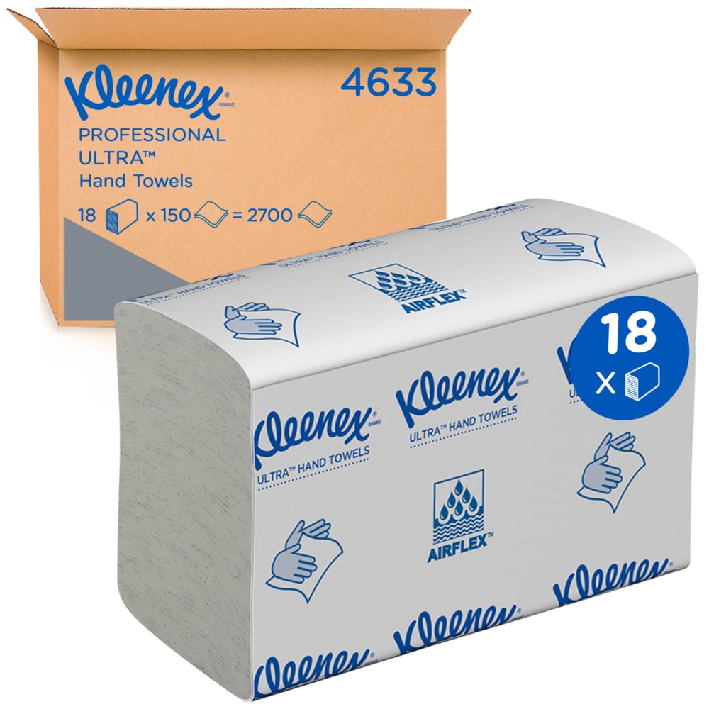 Kleenex® Ultra™ Handtücher - MultiFold / Weiß /Klein - 18 Clips  x 150 Sheets | Karton (18 Päckchen)