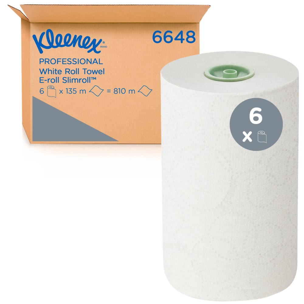 Kleenex® Rollenhandtücher - E-roll Slimroll™ / Weiß /1 ply 6x135m - 6 Rolls  x 1 Sheet | Karton (6 Rollen)