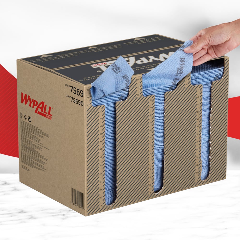 WypAll® ForceMax Wischtücher - Viertelgefaltet / Blau /33.50 x 34.50 cm - 1 Dispenser Box  x 480 Sheets | Karton (1 Spenderbox)-3