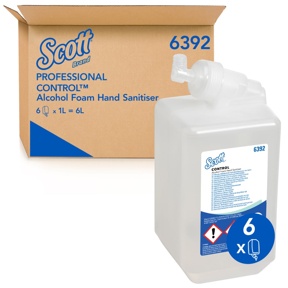Scott® CONTROL Handdesinfektionsschaum auf Alkoholbasis - 1 Liter Kassette / Transparent /1 l - 6 Cassettes | Karton (6 Kartuschen)-zoom-1