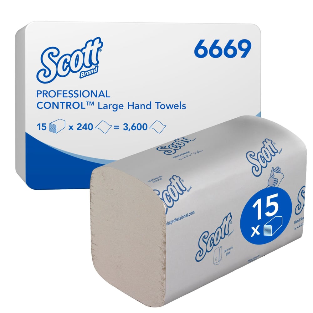 Scott® Control™ Handtücher - gefaltet / Weiß /Groß - 15 Clips  x 240 Sheets | Karton (15 Päckchen)-1