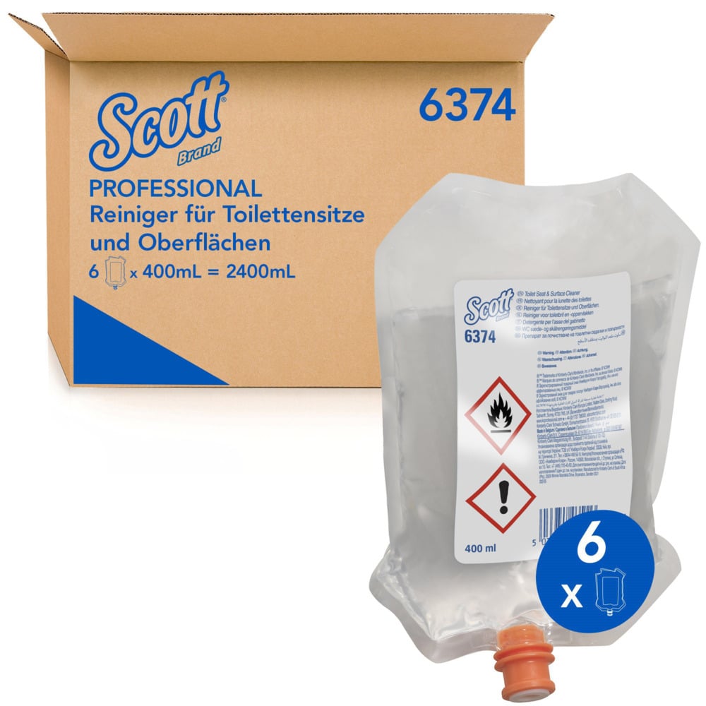 Scott® Reiniger für Toilettensitze und andere Oberflächen - Spenderbeutel / Transparent /400ml - 6 pouches | Karton (6 Beutel)-1