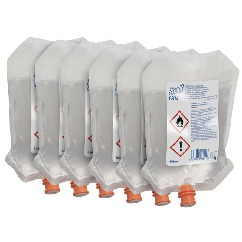 Scott® Reiniger für Toilettensitze und andere Oberflächen - Spenderbeutel / Transparent /400ml - 6 pouches | Karton (6 Beutel)-zoom-