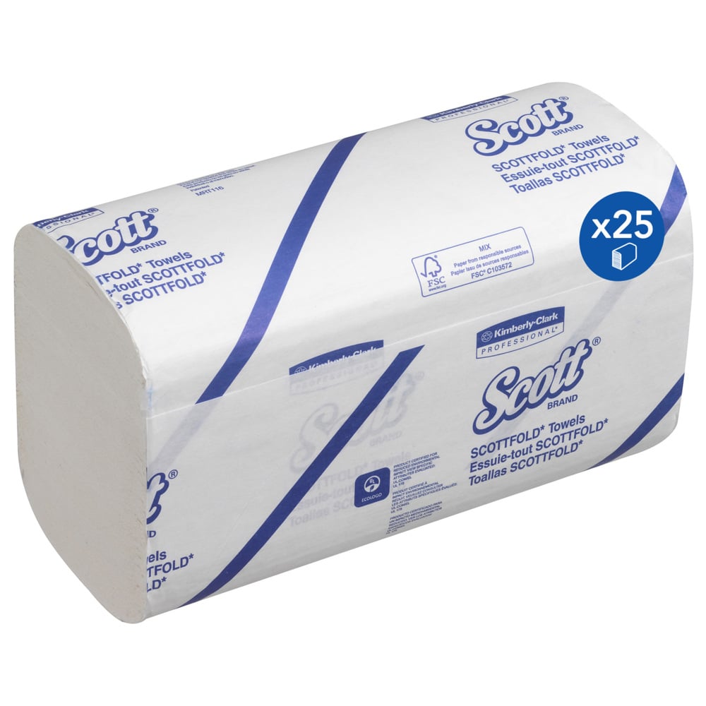 Scott® SCOTTFOLD* Handtücher - gefaltet / Weiß /Mittel - 25 Clips  x 175 Sheets | Karton (25 Päckchen)-zoom-1