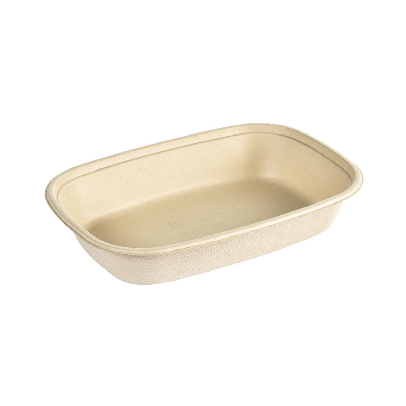 Cube Bowl  1200 ml - coated  Braun Bagasse PBAT/PLA-coated 249x172x45 | Packung (40 Stück)-zoom-
