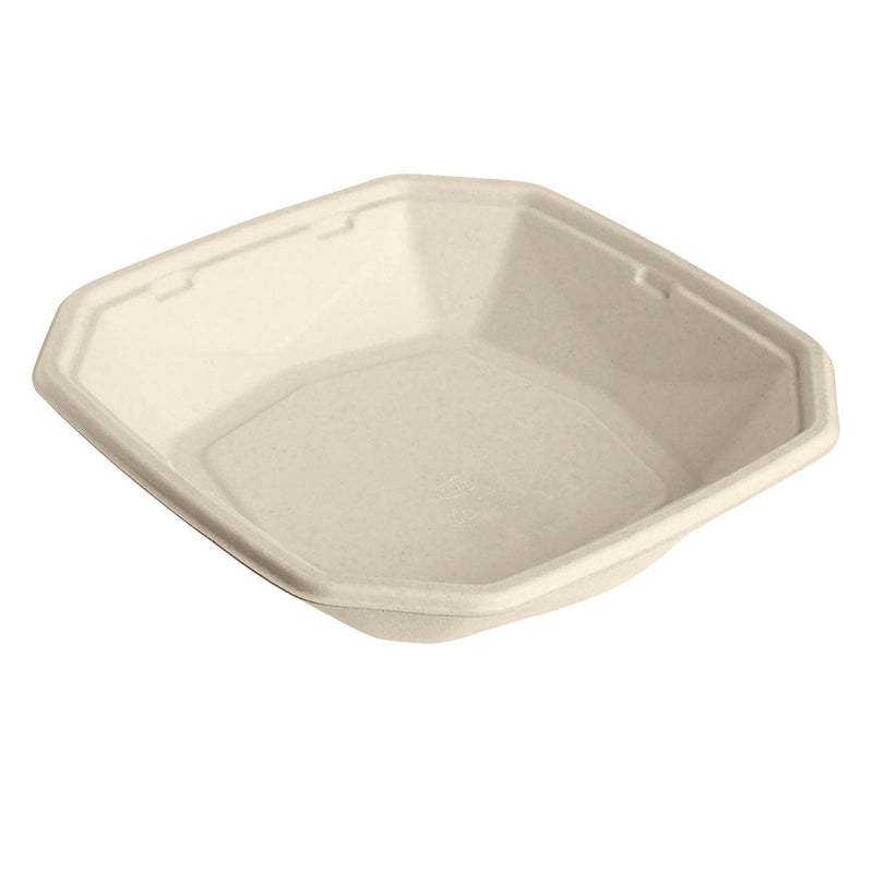Octabagasse Schale 1000 ml - coated  Braun Bagasse PBAT/PLA-coated 224x224x42 | Packung (50 Stück)-zoom-