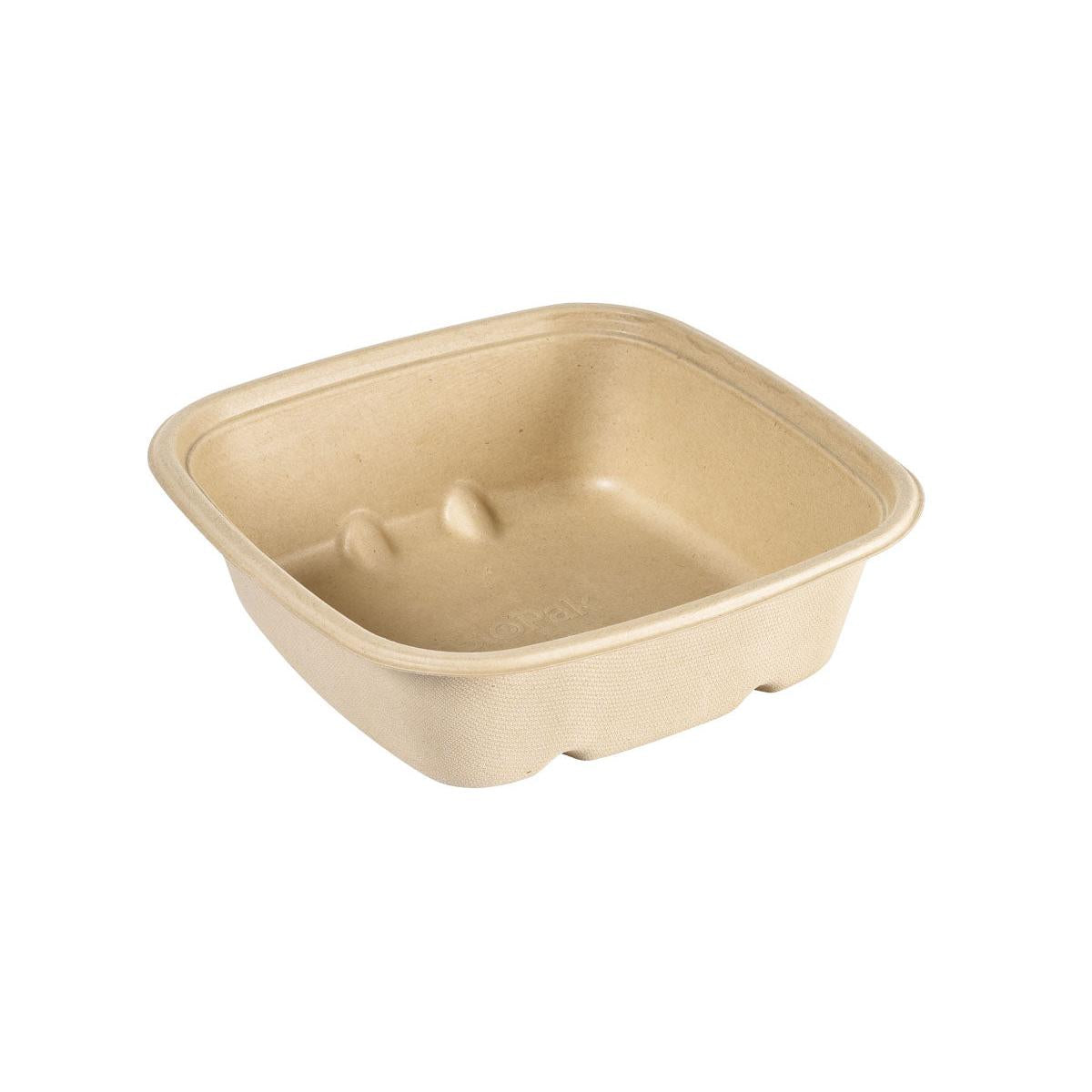 Cube Bowl  900 ml square - uncoated  Braun Bagasse 181x181x54 | Packung (40 Stück)