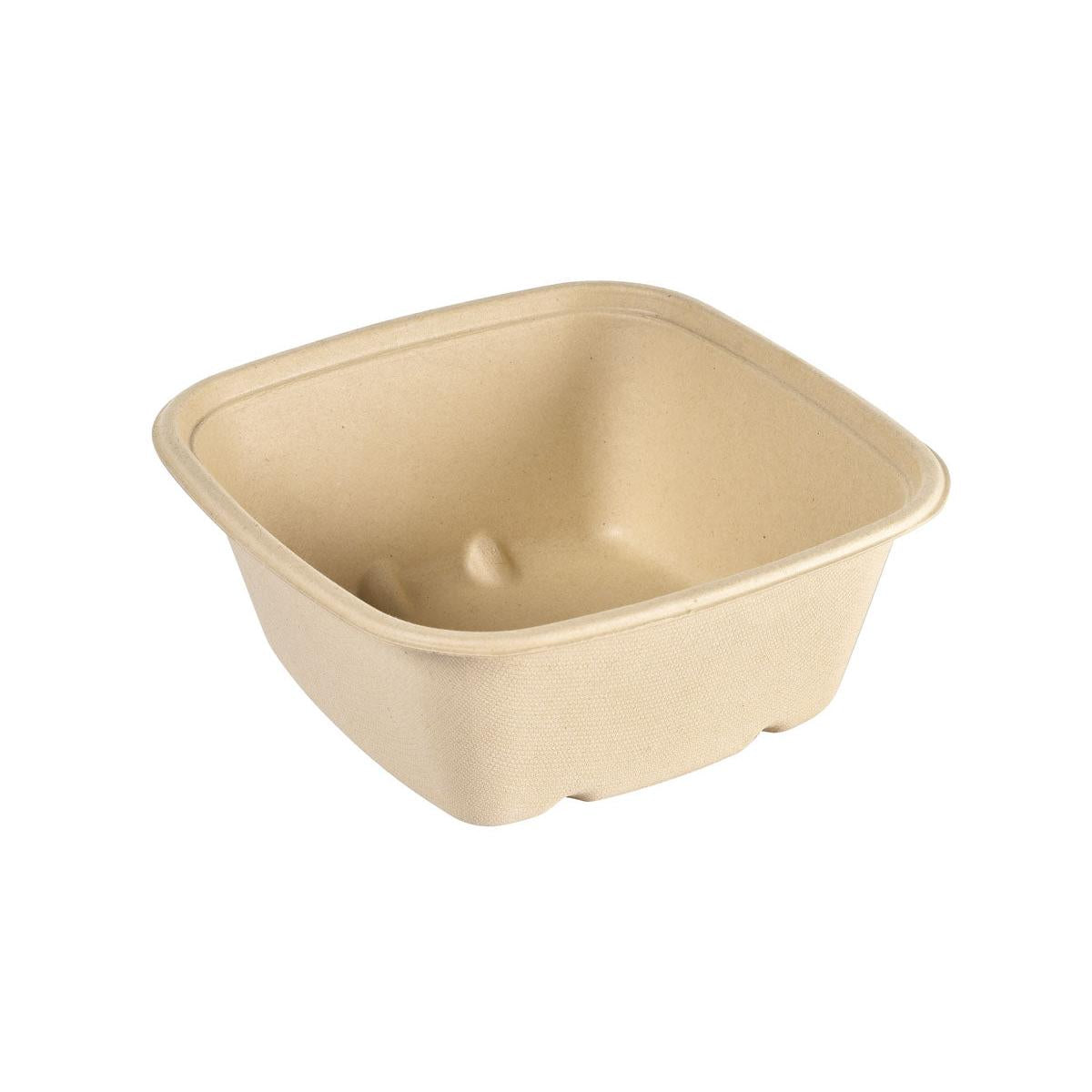 Cube Bowl  1200 ml square - uncoated  Braun Bagasse 181x181x73 | Packung (40 Stück)