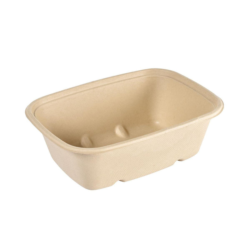 Cube Bowl  1200 ml - uncoated  Braun Bagasse 214x159x70 | Packung (40 Stück)-zoom-