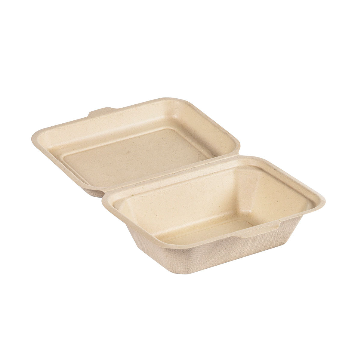 Clamshell 530 ml - uncoated  Braun Bagasse 181x130x62 | Packung (50 Stück)-zoom-1