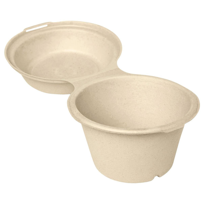 Clamshell 575 ml - uncoated  Braun Bagasse 132x132x75 | Packung (40 Stück)-zoom-