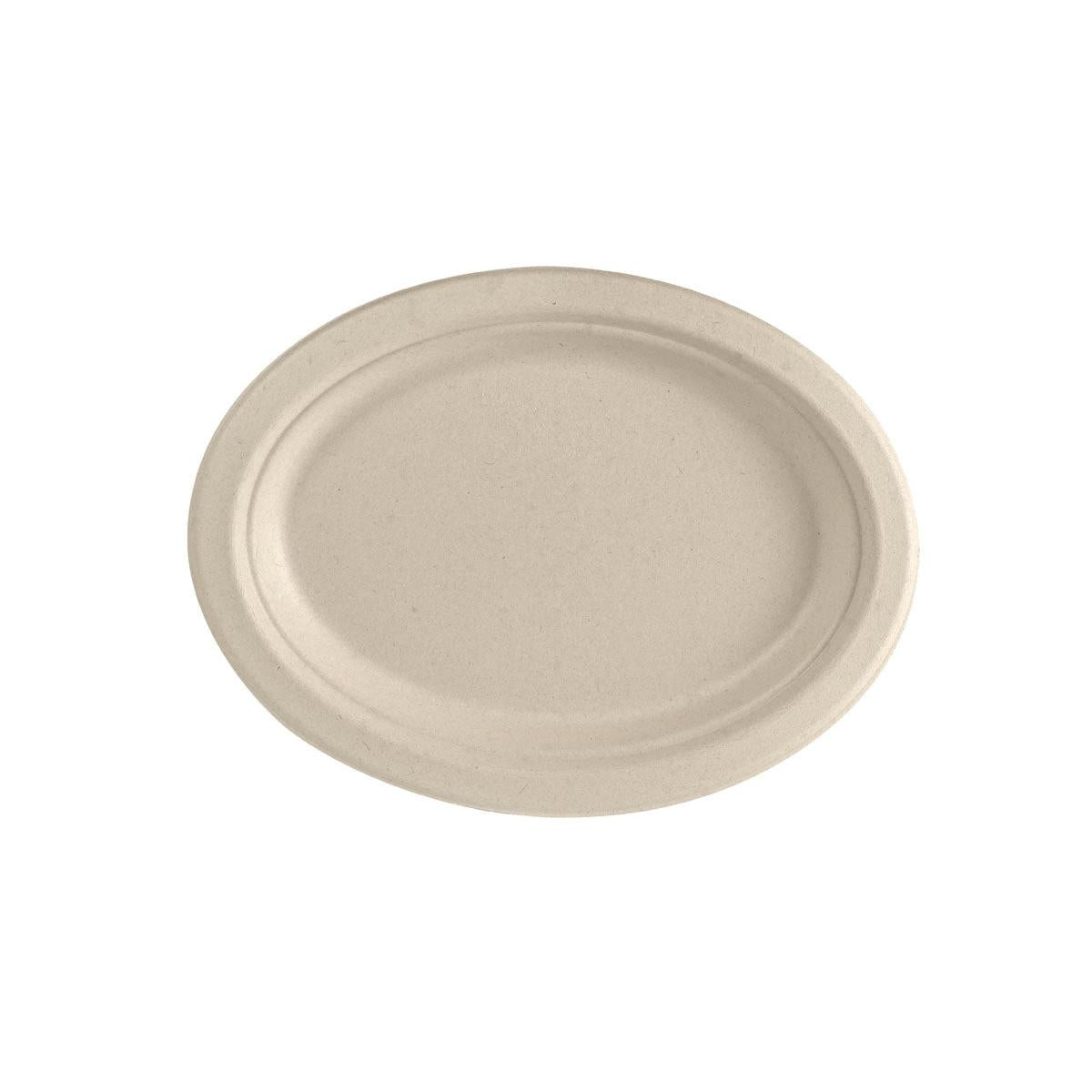 Teller oval 26 cm Braun - uncoated  Braun Bagasse 260x200x20 | Packung (50 Stück)