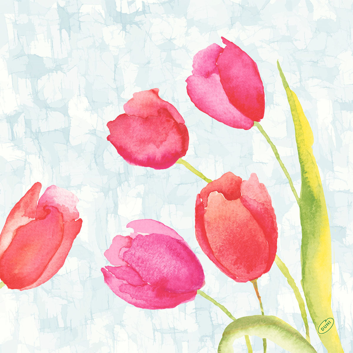 Servietten 40x40 cm 4-lagig Klassik mit gemalten Tulpen | Packung (50 Stück)
